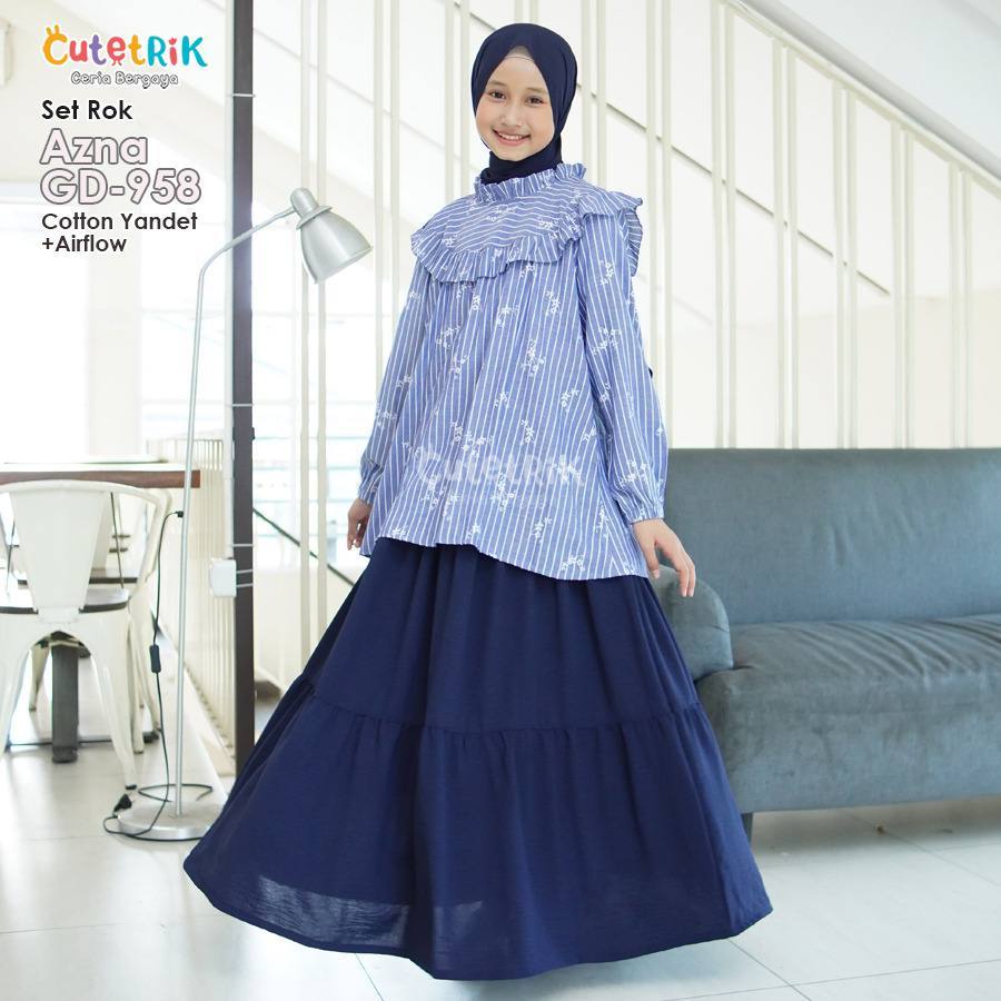 Cutetrik Terbaru Setelan Anak Perempuan setelan muslim anak perempuan  SetTunik & Rok 10 12 14 Tahun