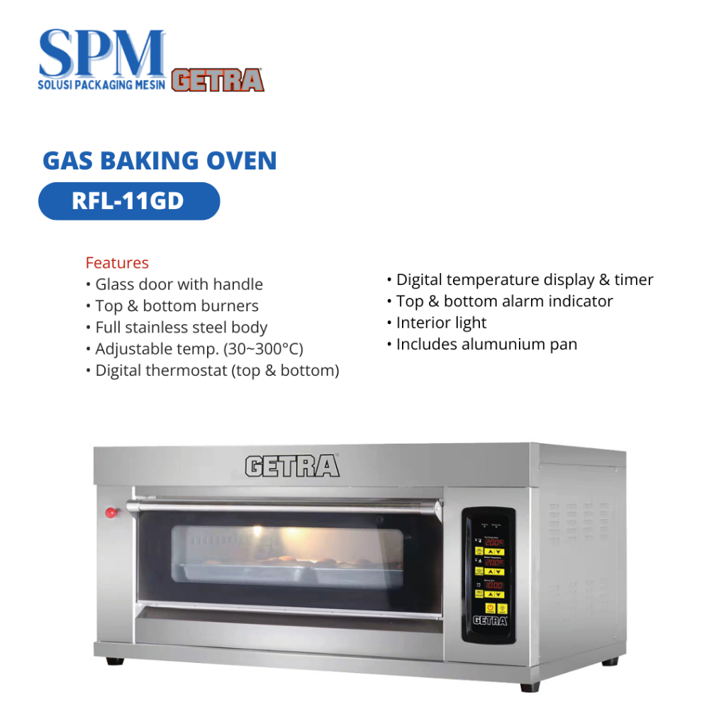 Gas Baking Oven Getra RFL 11GD Oven Gas 1 Deck 1 Tray