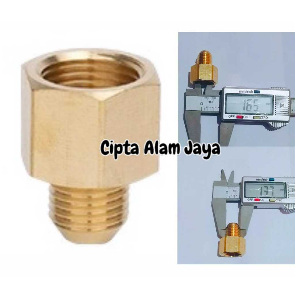 Konektor Nepel Nipple M18  drat dalam 16mm drat luar 13mm