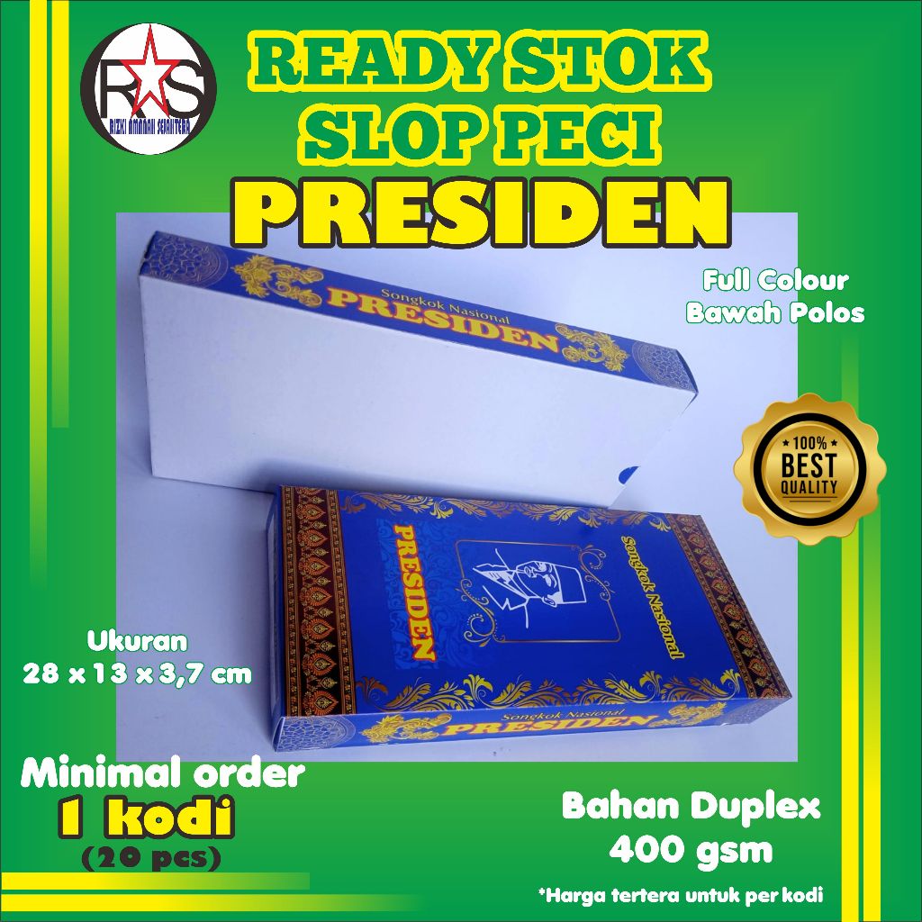 

Dus/slop peci presiden full colour bawah polos murah bahan duplek 400 gsm