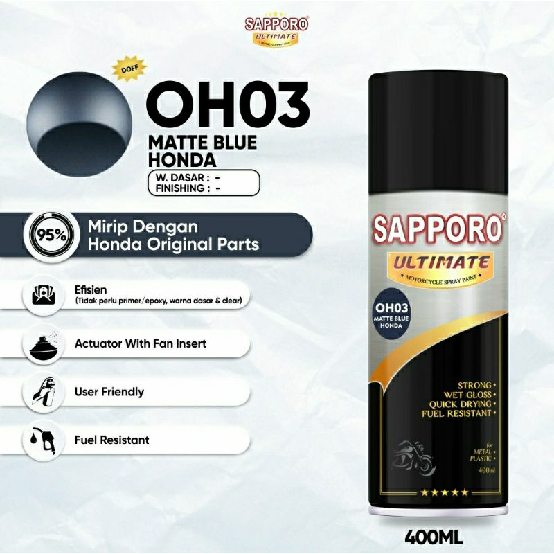#MAU# Cat Semprot Sapporo Ultimate OH03 Matte Blue Honda 400ml Honda Biru Tua Doff Matt Honda Origin