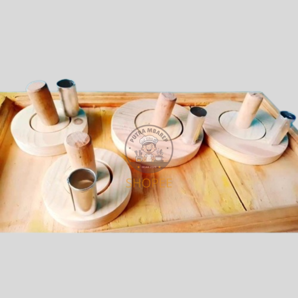 Cetakan Donat Kayu 6 cm / Penakan adonan donat 6 cm / Cetakan donat kayu dengan penekan dan pembolon