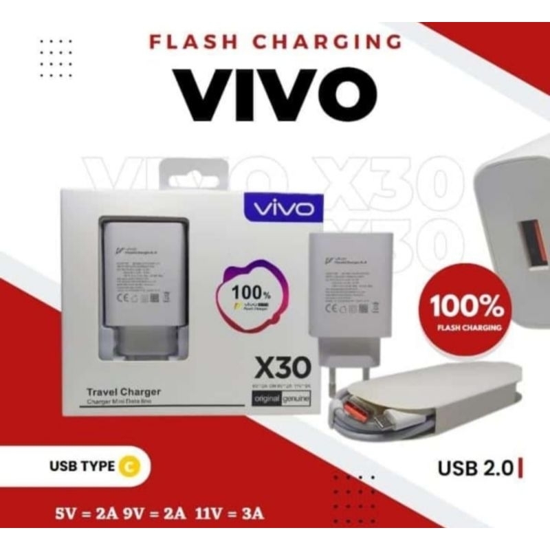 Charger Vivo USB Type C Fast Charging  Original X50 X70 V17 Pro Y30 Y50 Y51 S1 Pro