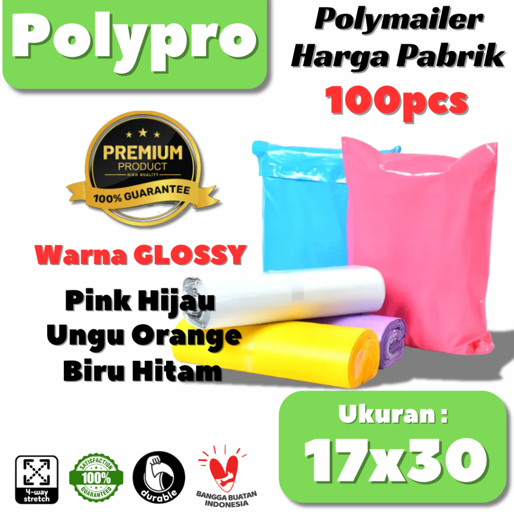 

Polyamiler Premium 17x30 Warna GLOSSY / Plastik Packing Online / Tebal Kuat / 100Pcs