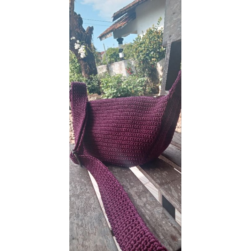 tas rajut boho handmade setengah lingkar