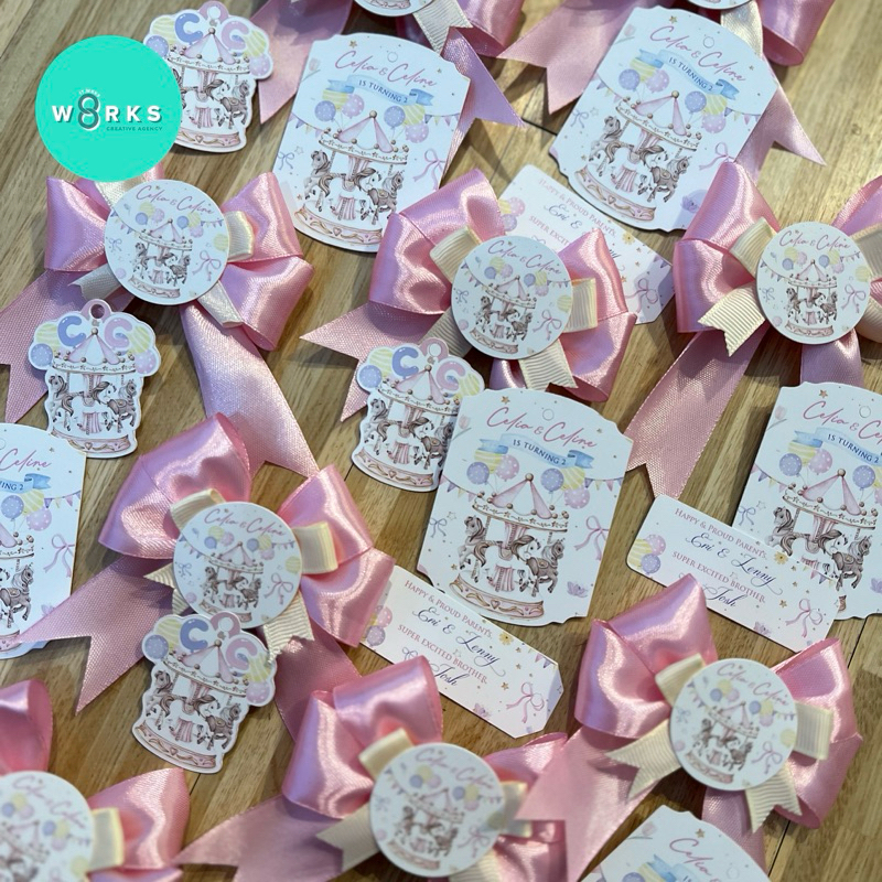 Custom Hang Tag dan Pita Birthday set • Tag souvenir hampers / kado