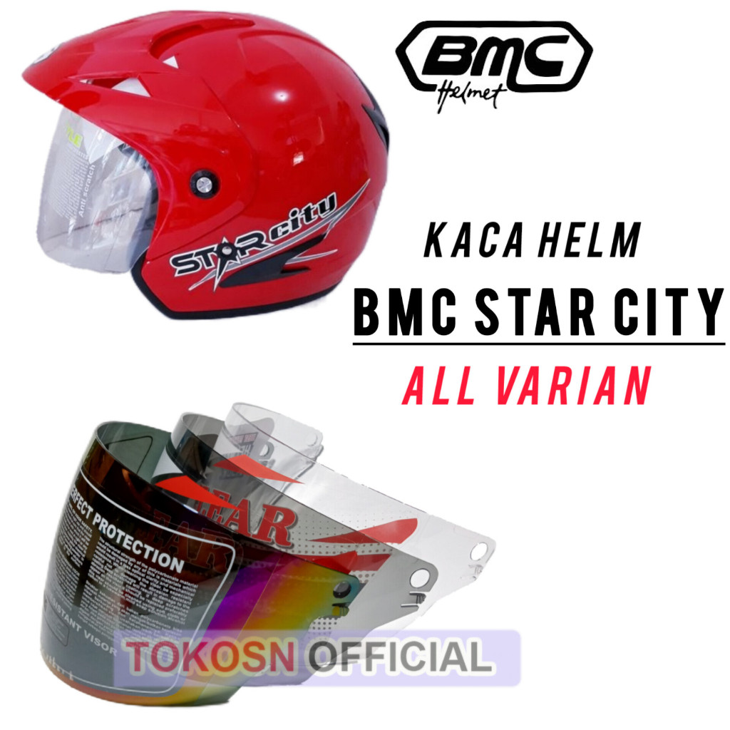 Kaca helm BMC STAR CITY visor helmet bmc STARCITY hitam bening pelangi