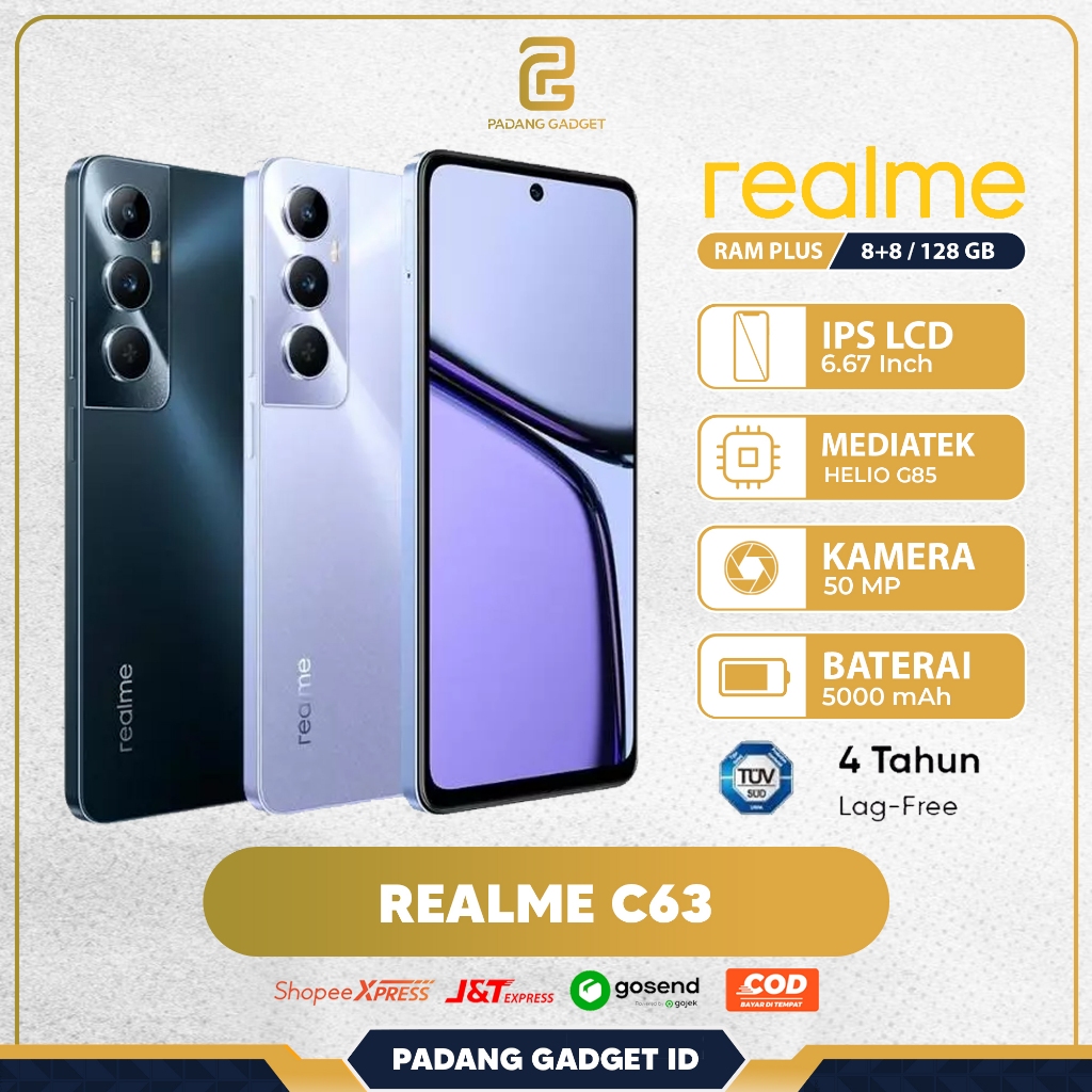 Realme C65 Ram 8/128 & 8/256 GB New Original Smartphone Hp Android MediaTek Helio G85 Garansi Resmi