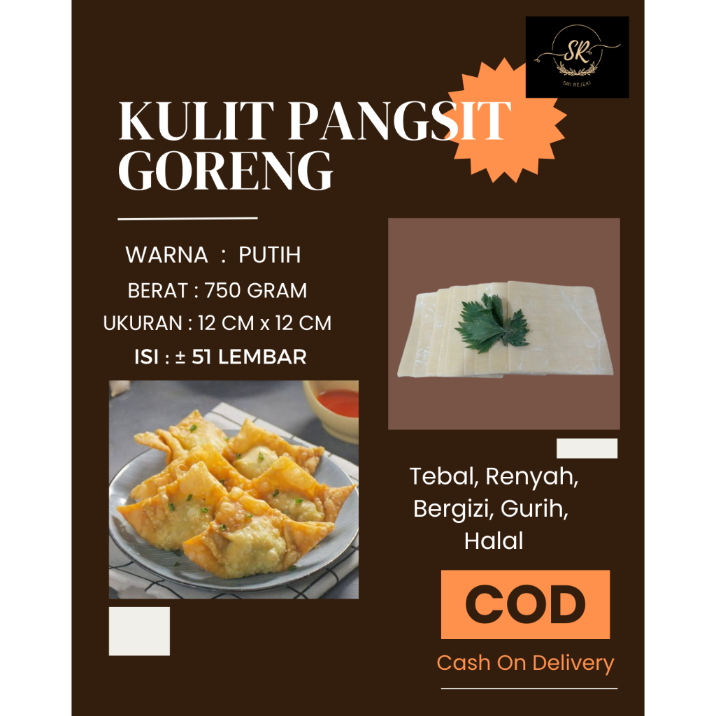 

Kulit Pangsit Goreng Kotak 12cm x 12cm Kemasan 750 gram Putih Kulit Pangsit Enak Gurih Halal Bergizi
