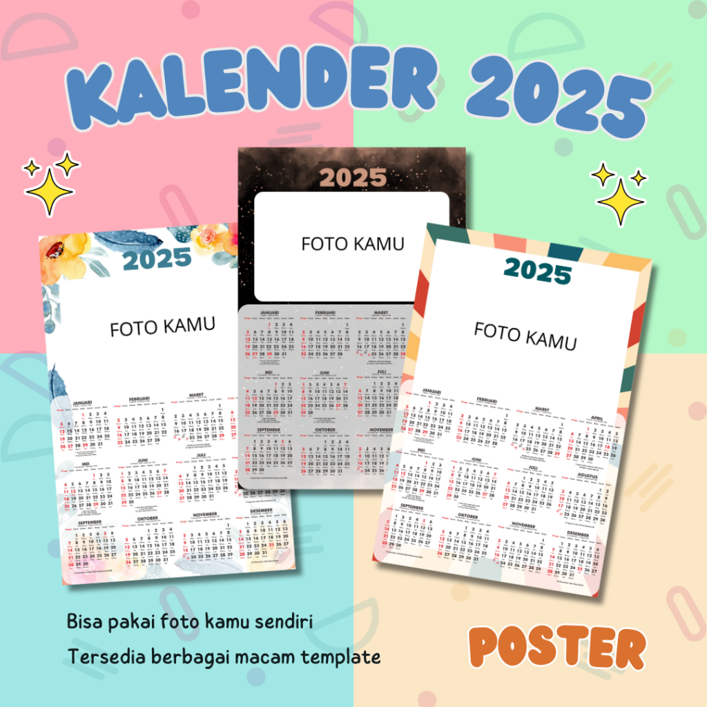 

[12 Bulanan A4] Part 1 Kalender Dinding 2025 Kalender Poster 12 Bulanan A4 Custom