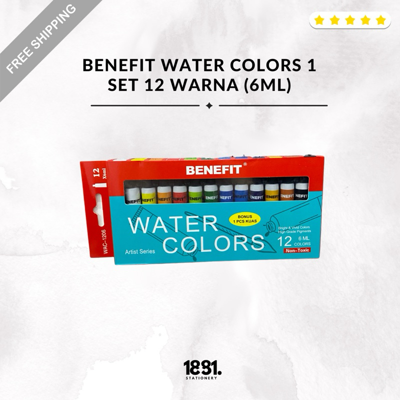 

Benefit Water Colors Art Series | Benefit Water Colors 1 Set 12 Warna Bonus 1 Pcs Kuas