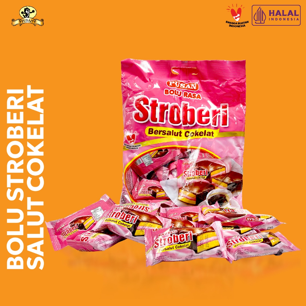 

Pusan Bolu Stroberi Bersalut Cokelat