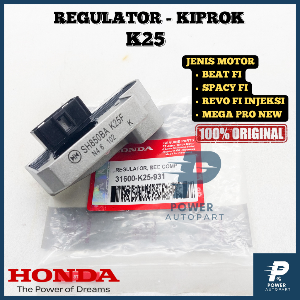 ORIGINAL KIPROK REGULATOR HONDA K25 BEAT FI, SPACY FI, REVO FI INJEKSI, MEGA PRO NEW KUALITAS TERBAI