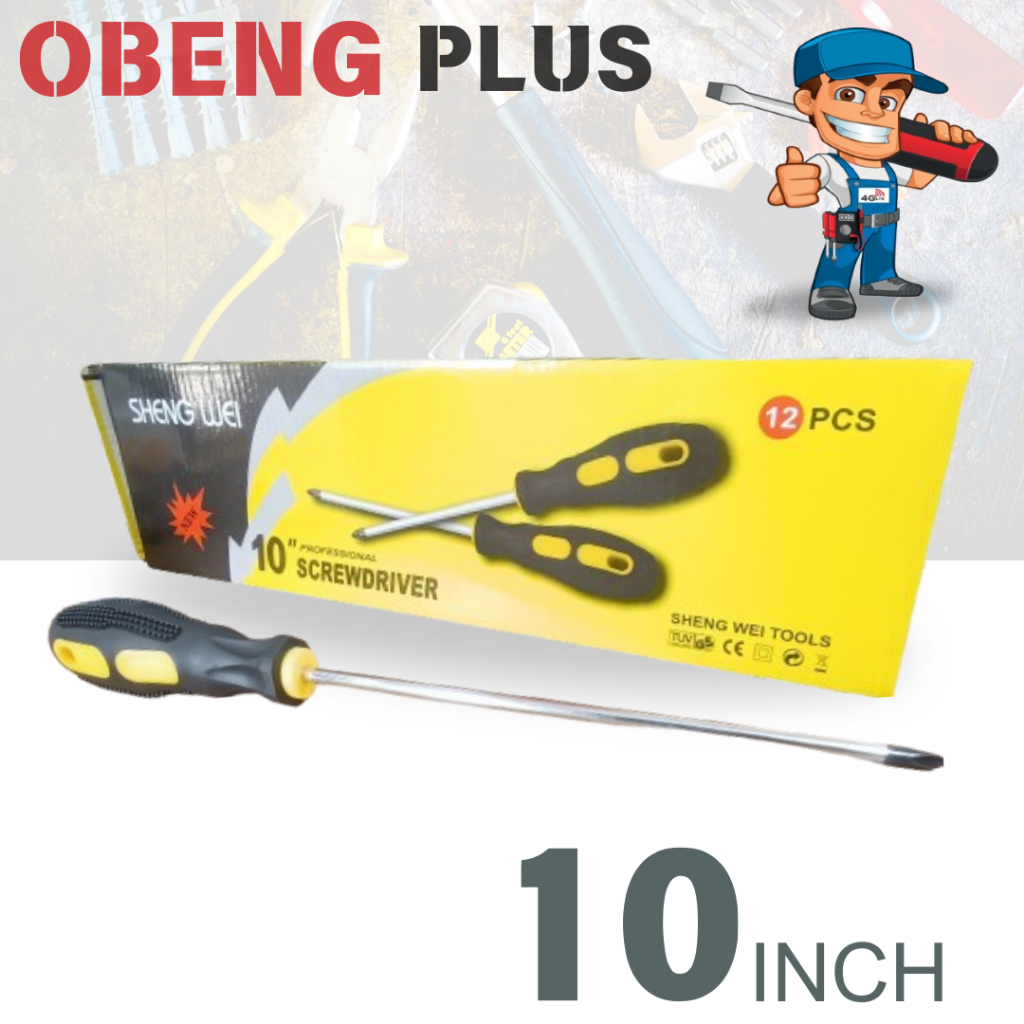OBENG PLUS ATAU KEMBANG 10 INCH SHENG WEI GAGANG KARET PANJANG 40CM