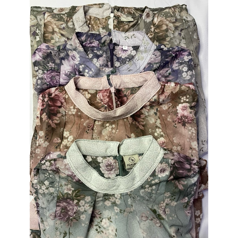 GAMIS SET HIJAB PREMIUM WANITA FLORAL BABY DOLL CERUTY MURAH ELEGAN BUAT LEBARAN RAMADAN