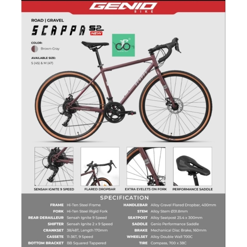 Sepeda Roadbike Touring Gravel Genio Scappa S2 NEW TERBARU GEN4 (s 2)