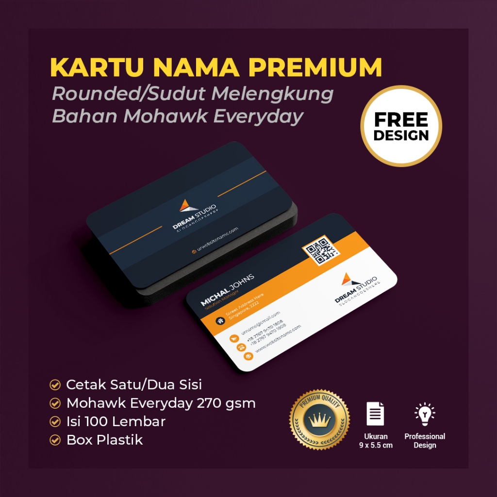 

Cetak Kartu Nama Premium Sudut Melengkung l Bahan Mohawk 270 FREE DESIGN