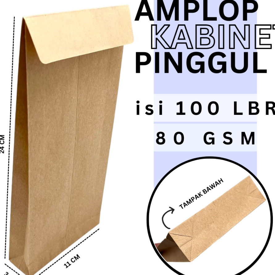 

Tawaran Amplop Coklat Kabinet PINGGUL 11x24Cm isi 1lbr amplop uang