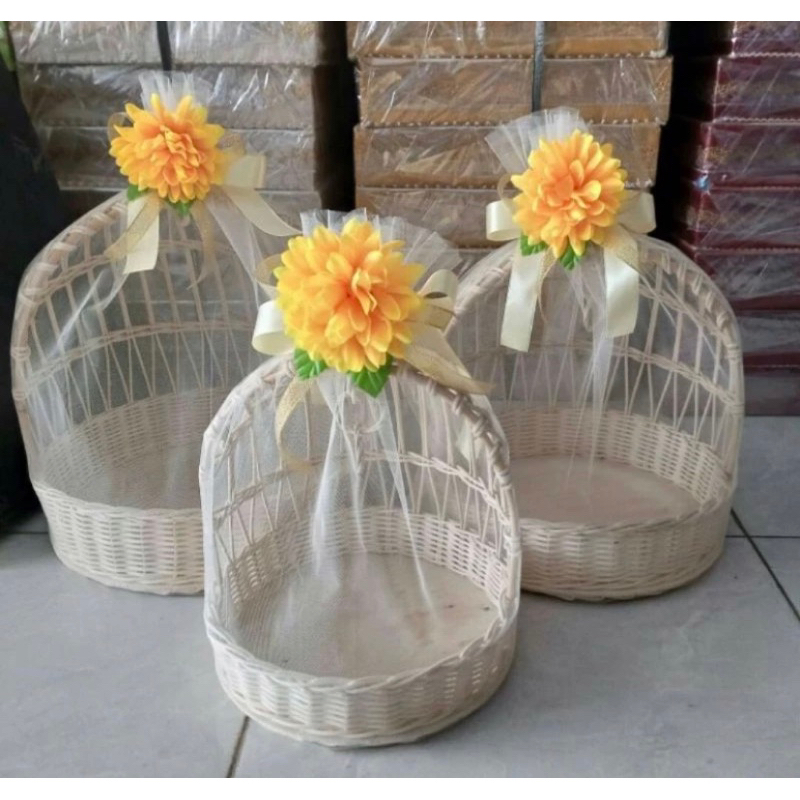 keranjang hantaran rotan parcel sangkar rotan (isi3) / keranjang parcel hantaran seserahan hampers /