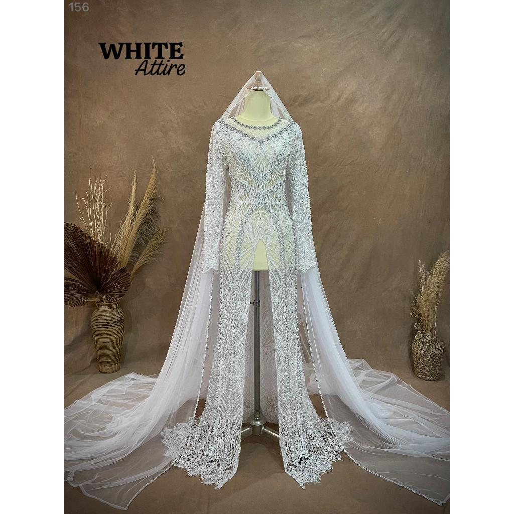 Kebaya pengantin modern and putih full payet kode 156