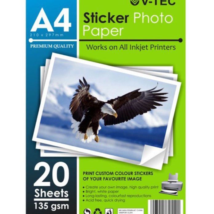 

HJ6 STICKER GLOSSY PHOTO PAPER A42 LEMBAR 135 GSM VTECH