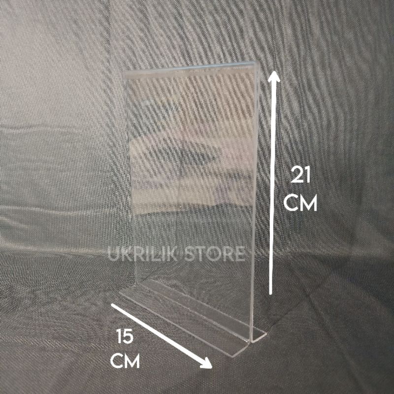 

Tempat Brosur Akrilik / Tent Card Acrylic Ukuran A5 21 x 15 cm dua sisi Potrait T