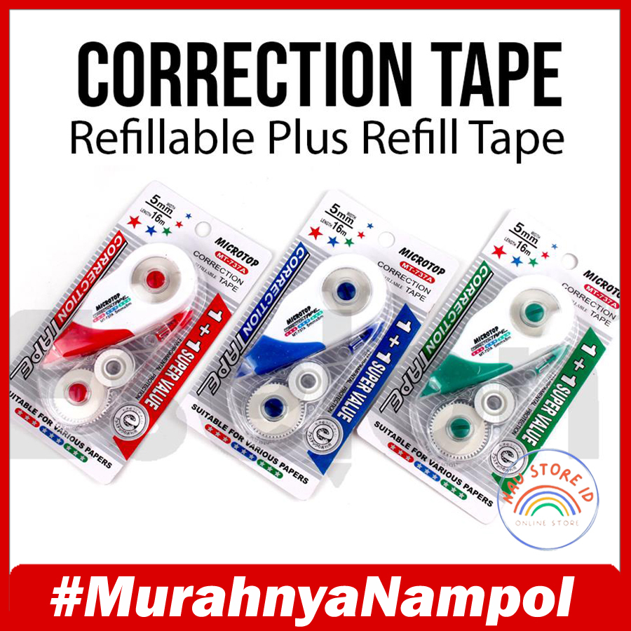 

Tipe - X Kertas / Stipo Kertas Free Refill / Correction Tape Reffiable+ REFILL Microtop 737A