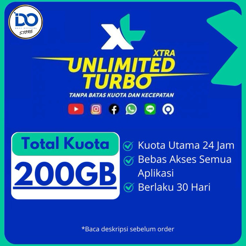 XL UNLIMITED KUOTA 200GB+ 30 HARI - CONFIG VPN XL UNLIMITED TURBO VIDIO