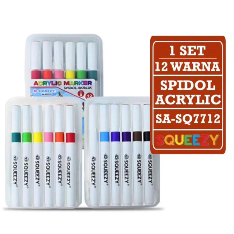 

Matris - Spidol Akrilik [1 Set - 12 Warna] / Pena Cat / Acrylic Marker Squeezy SA-SQ7712