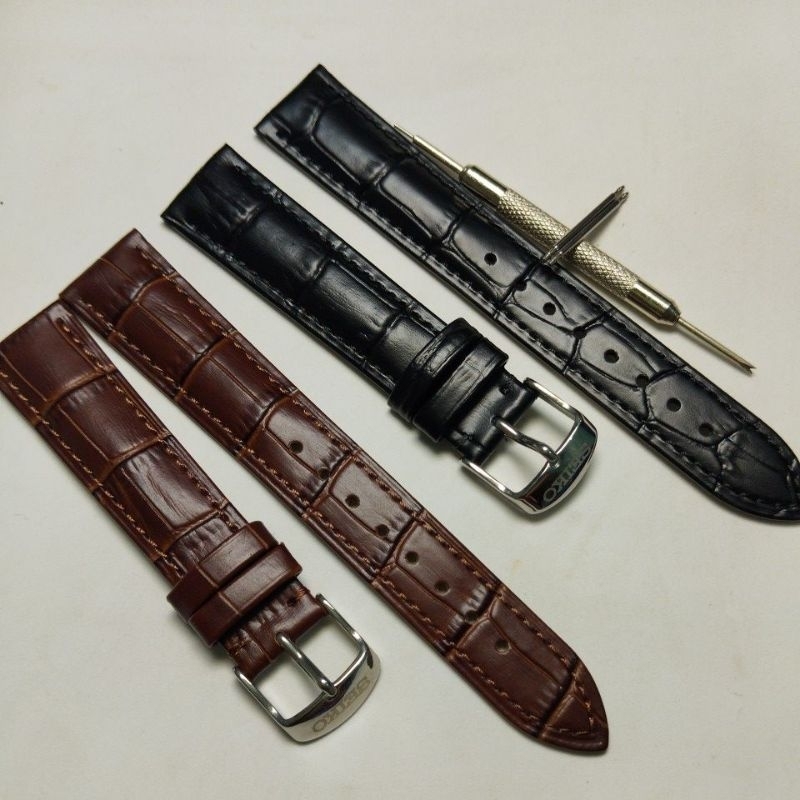 Strap Tali Jam Seiko Genuine Leather Tali Kulit Jam Tangan Seiko 18mm 20mm 22mm Premium