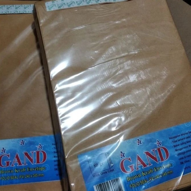 

HJ6 Amplop Coklat polos Folio SealLem Gand 1pak1pcs