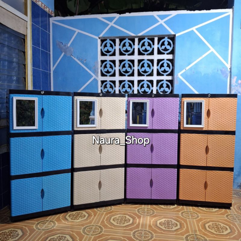 Lemari Plastik Brio 3 susun kaca