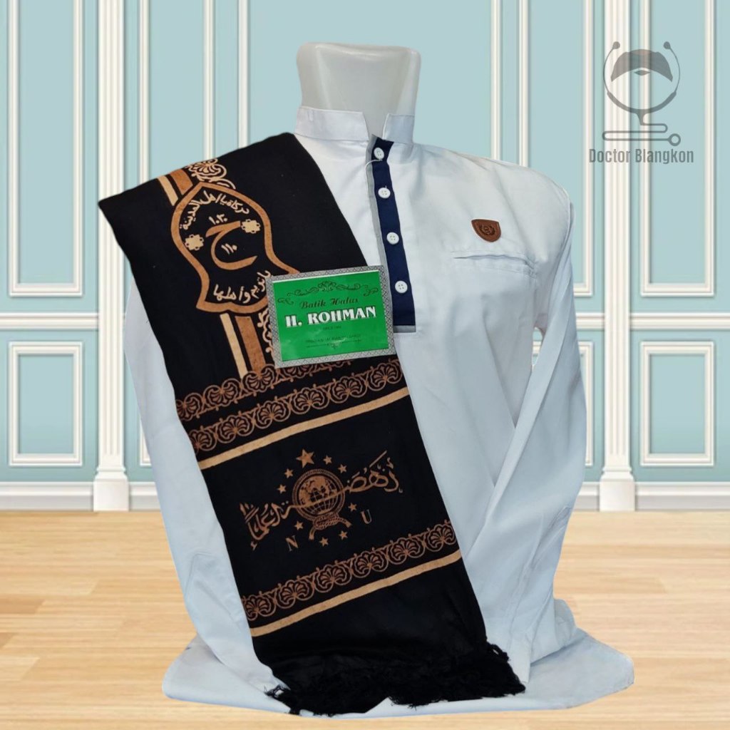 Sorban Rida Yamani Motif Trompa NU Surban Pria Logo Nahdatul Ulama Serban Kashmiri Santung Goyoran