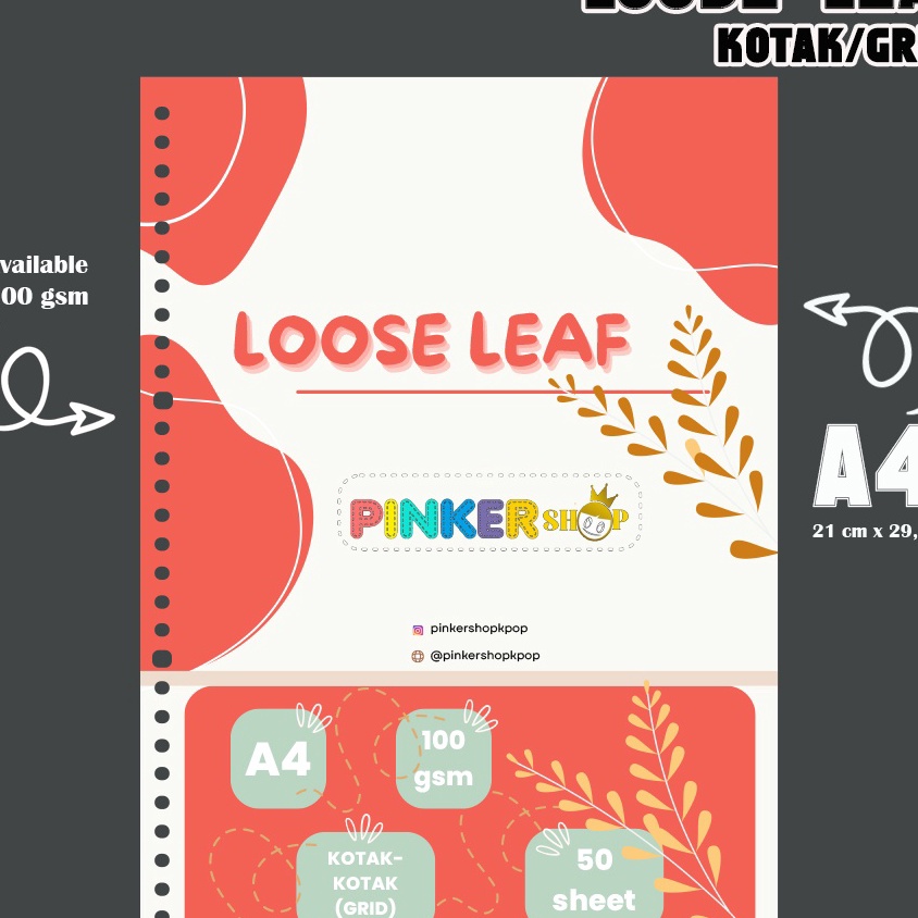 

Hot A4 Loose leaf HVS 1gsm GRID kotakkotak by pinkershop