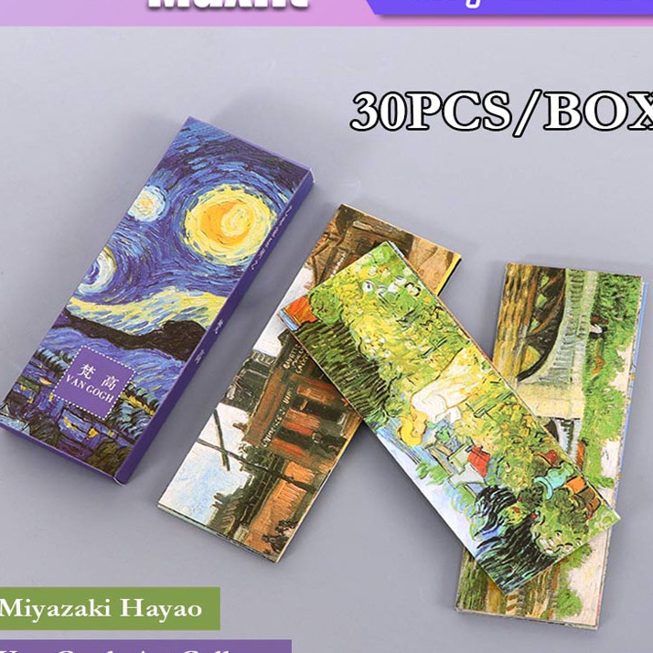 

HJ6 3PcsSet Pembatas Buku Kes Karakter Lucu Desain Hayao Miyazaki Van Gogh Bookmark