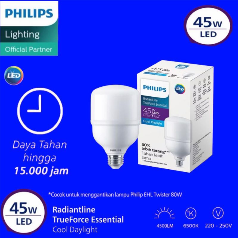 Lampu led Philips 45W cahaya putih terang hemat energi