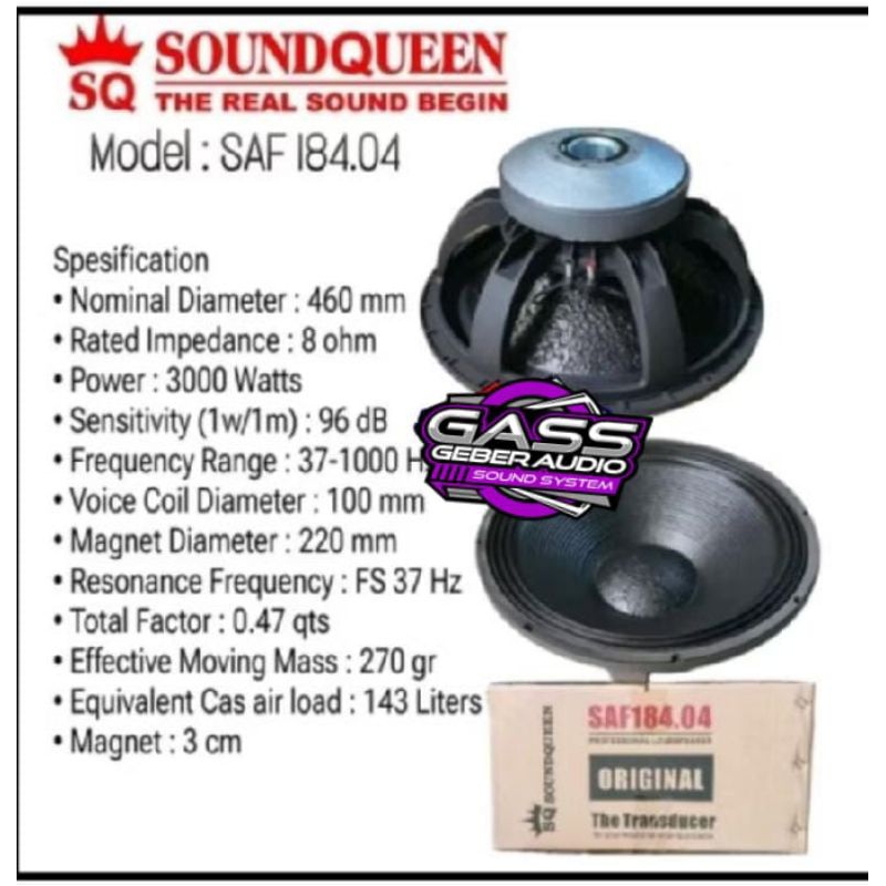 Speaker 18 inch SOUNDQUEEN SAF184 3CM