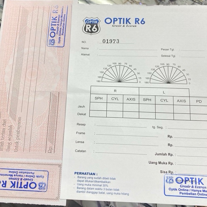 

TERMURAH SEDIA KWITANSI NOTA RESEP OPTIK KACAMATA