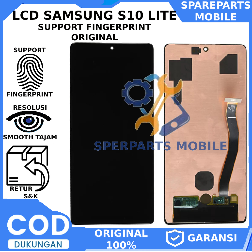 LCD TOUCHSCREEN SAMSUNG S10 LITE SUPPORT FINGERPRINT ORIGINAL GARANSI FREE LEM