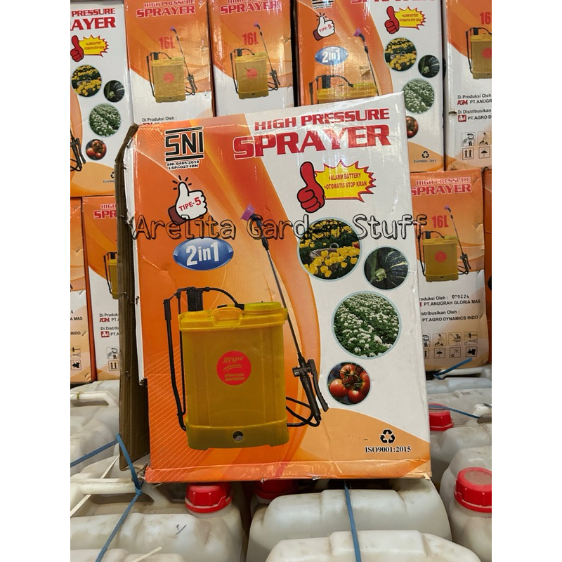 2 in 1 Sprayer Jitu Elektrik dan manual High Preasure Sprayer 16 Liter