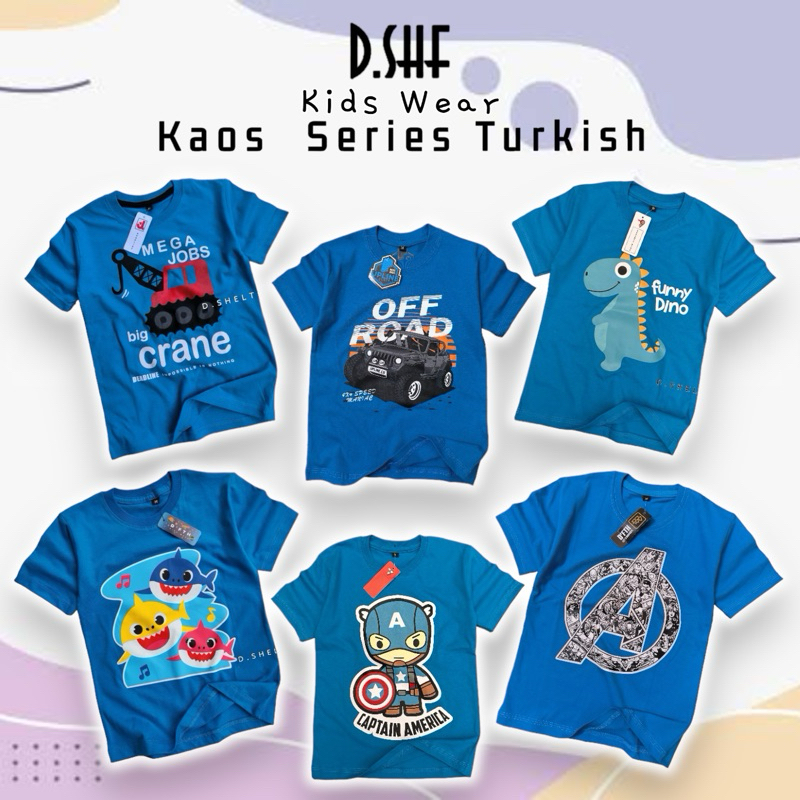 BAJU KAOS ANAK DISTRO SERIES TURKISH/BIRU DEADLINE UPLINE/THIRTEEN/DFTH/ATARAKIDS