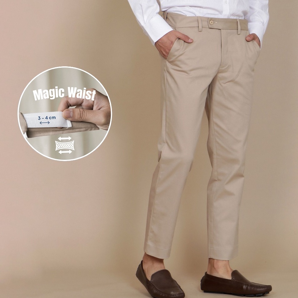 BlueButton Celana Chino Ankle Pants Slim Fit Khaki