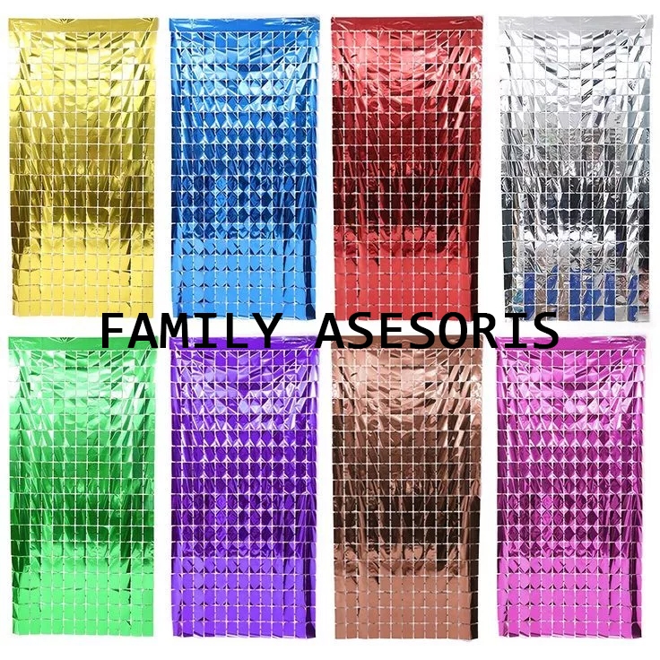 Tirai Kotak, Tirai Rumbai, Tirai Rumbai Foil, Dekorasi Ulang Tahun, Tirai Rumbai Kotak, Tirai, Tirai