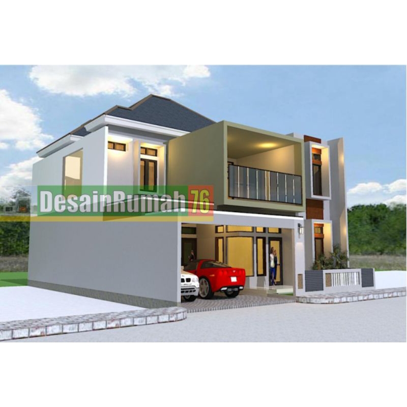Paket desain rumah 3D, desain rumah minimalis 2 lantai, 14x17, 6 kamar tidur. jasa desain rumah, rum