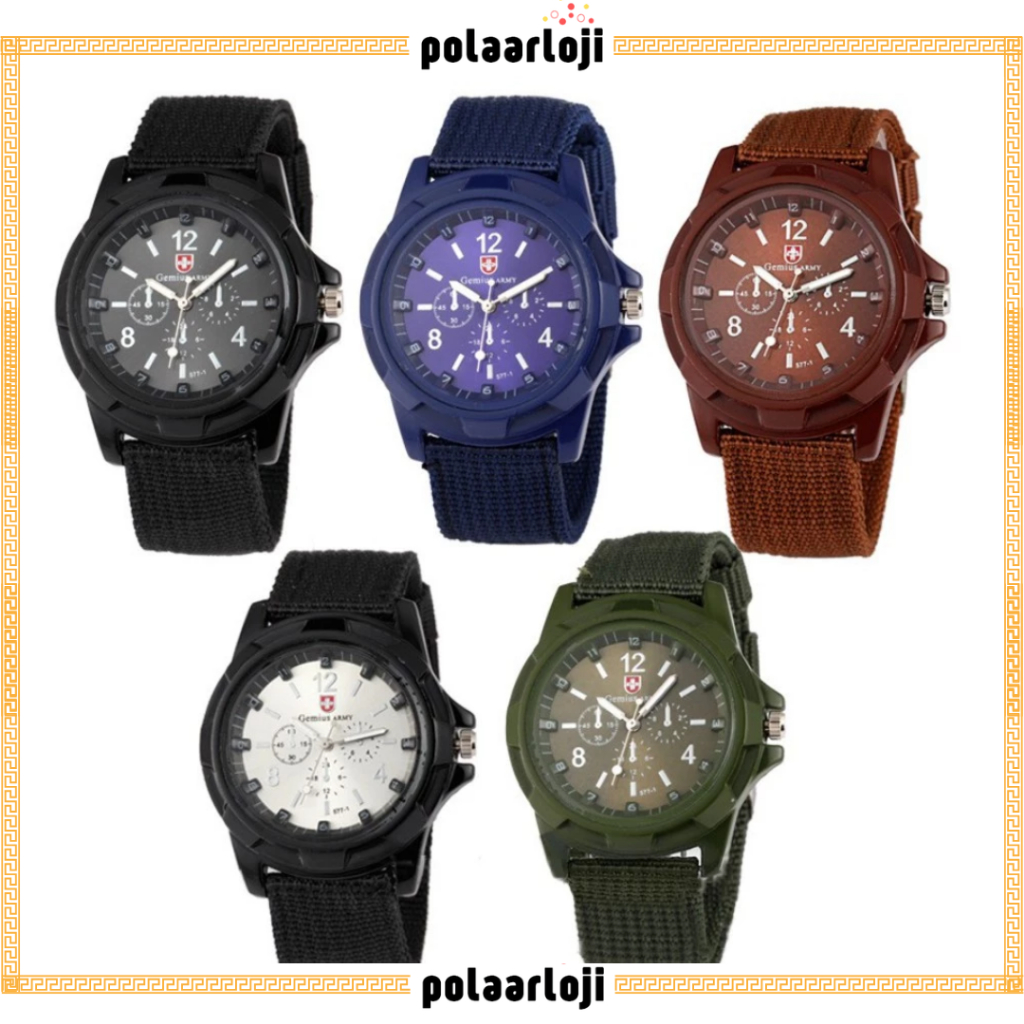 PA Jam Tangan Pria GEMIUS ARMY TALI BAHAN CANVAS Kanvas nato strap Militer Sport Rugged SWISS GA001