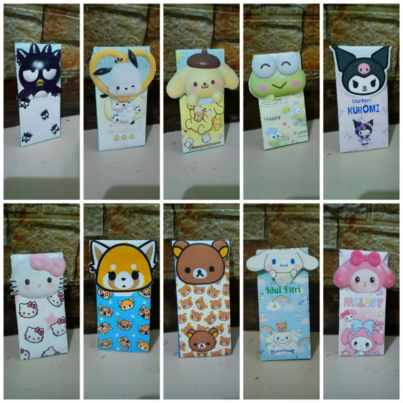 

AMPLOP LEBARAN, ANGPAO TEMA SANRIO KUROMI, CINNAMONROL, MELODY DLL