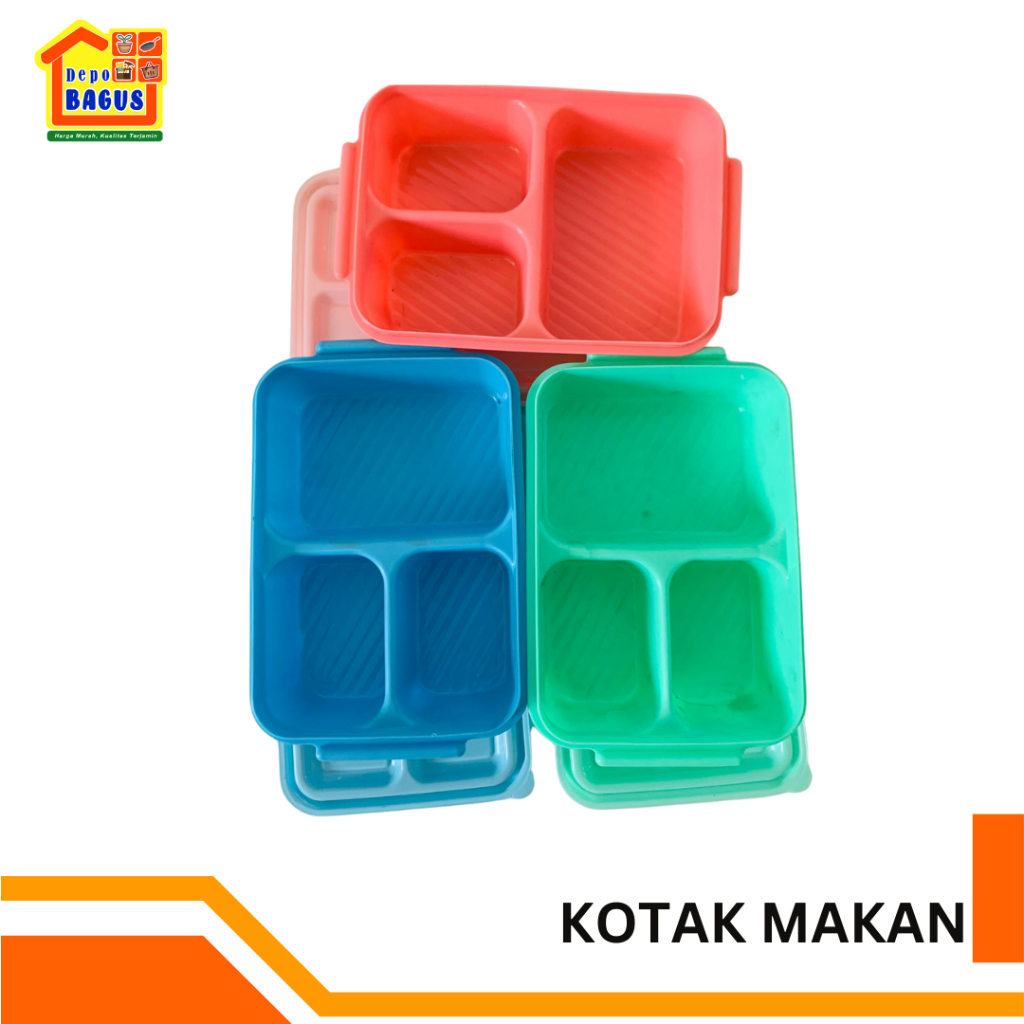 Tepak Makan Plastik, Tepak Makan Sekat, Lunch Box, Tepak Makan Sekat 3