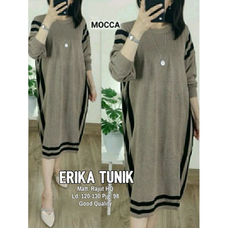 TUNIK/BAJU WANITA ERIKA/CRISTY TUNIK RAJUT BAHAN ADEM JUMBO LD 120-130 cm