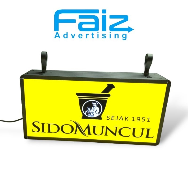 NEON BOX SIDOMUNCUL | UKURAN 30×60 CM | FRAME ALUMUNIUM | Outdoor | Waterfroop