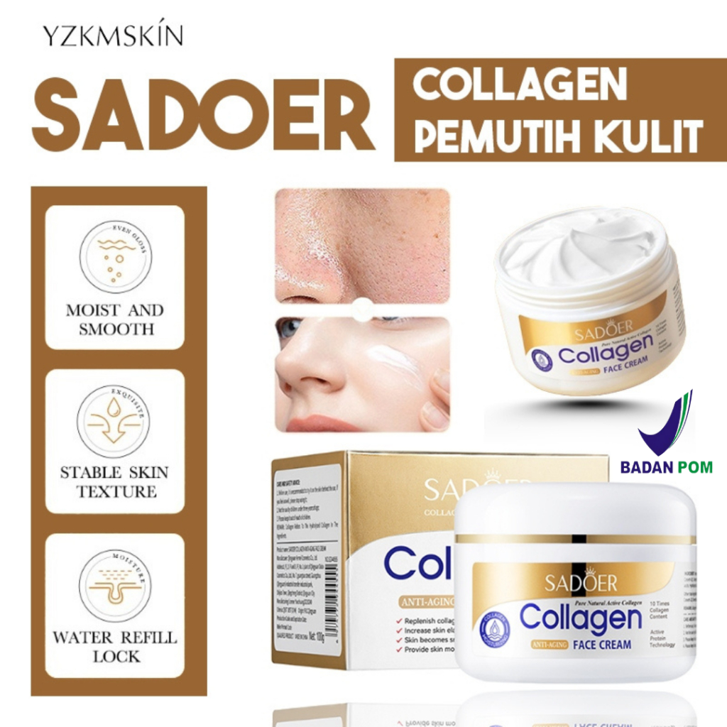 YZKMSKIN - SADOER Collagen Face Cream 100g Moisturizing Whitening Brightening Anti aging Cream / SAD